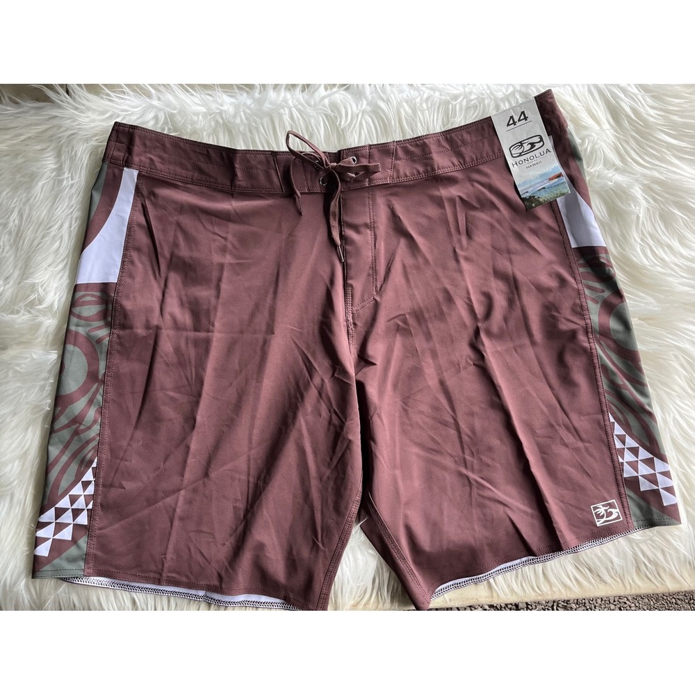 NWT Honolua Surf Co Surf Shorts Boardshort Brown Tribal 44